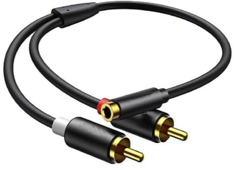 Cablepelado Câble audio stéréo 2 x RCA Mâle vers Jack Femelle 0,25 mètres
