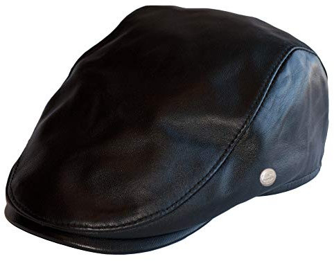Dazoriginal Leder Flatcap Herren Schiebermütze Schirmmütze Schlägermütze Schwarz