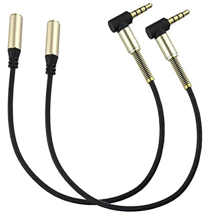 Seadream 2 cavi di prolunga audio stereo da 25,4 cm a 4 poli da 3,5 mm maschio ad angolo retto a femmina da 3,5 mm per Beats Dr. Dre Studio iPhone