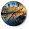 Modern Wanduhr Kanal Boot Amsterdam Wasser 40x40cm Rund Groß Wand Uhr Glas Analog Zimmeruhren Küche Büro Wohnzimmer Glasuhr Wall Clock Dekoration Design Wanddekoration Küchenuhr C4AR40x40-2857