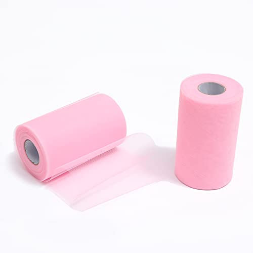 ZADAWERK® Tüll - 15 cm x 45 m - Rosa - 1 Rolle - Tisch-Deko - Hochzeit - Weihnachts-Tüll - Geschenk - Schleife - Schleier - Tutu - DIY Tüllrolle - Netzstoff