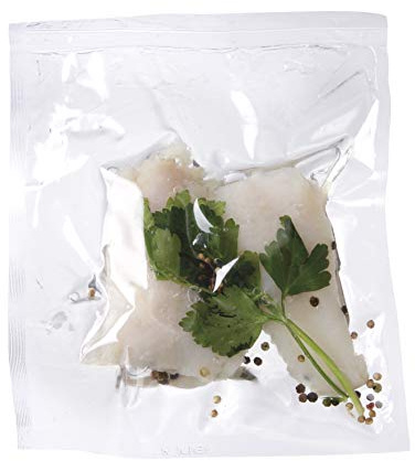 HENDI Vakuumbeutel, für Vakuum-Verpackungsmaschine, Vakuumiergerät, Kochbeutel, 75µm, -20°C bis +100°C, Innenschicht Polyethylen 60µm, Aussenschicht Polyamid 15µm, 50 Stück, 350x450mm