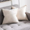 MIULEE 2er Set Samt Kissenbezug Flansch Kissenhülle Dekorative Sofakissen Dekokissen Umwickelte Kante Kissenbezüge Zierkissenbezug für Sofa Wohnzimmer Schlafzimmer 65x65 cm Creme weiß