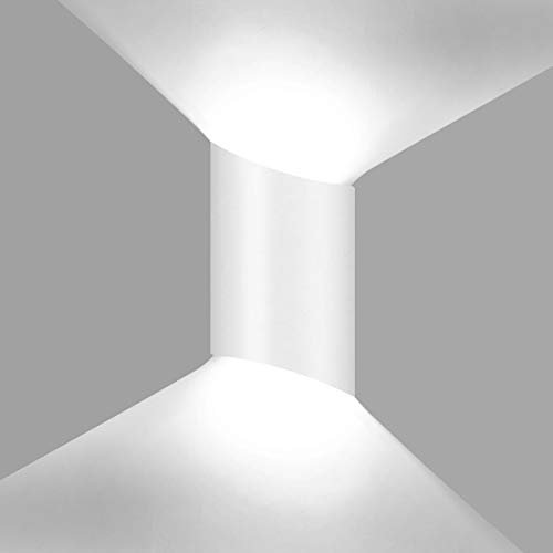 HAWEE 10W Impermeabile Moderno Lampada da Parete LED Applique da Parete Alluminio Lampada da Muro Interno Esterno per Bagno, Camera da Letto Scale Portico Corridoio Soggiorno, Bianco 6000K