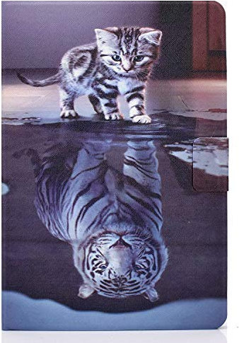 Succtop Hülle für Galaxy Tab A7 10,4 Zoll 2020, Folio Flip PU Leder Schutzhülle Galaxy Tab A7 Stifthalter Stand Wallet Cover Case Tablet Hülle Samsung Galaxy Tab A7 T500/T505/T507, Katze und Tiger