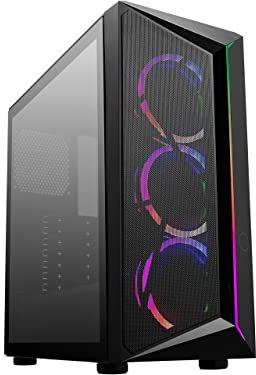 Cooler Master CMP 510 ATX Tour intermédiaire avec entrées en Maille, Bande de Bord ARGB, Panneau latéral en Verre trempé, Triple Ventilateurs d'éclairage ARGB de 120 mm
