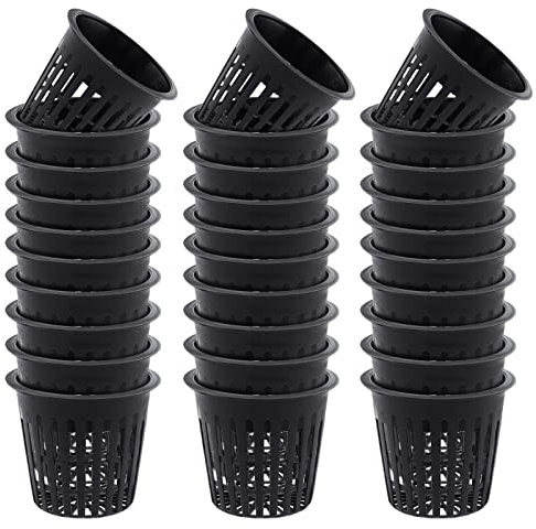 hifrom Net Pot für hydroponics, Hydrokultur-Netztöpfe, Pflanzen Mesh Topf Net, Töpfe Kunststoff Hydroponics Garden Net Cup, Hydroponik Anzuchttöpfe, Hydrokultur Topf (B:30 Schwarz)…
