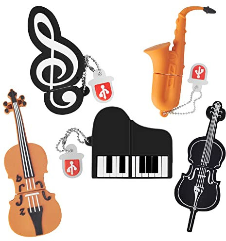 Clé USB 8Go*5, Flash Drive Pendrive Notes/Piano/Saxophone/Violon/Cello,Idéal Cadeau pour Enfant Famille(8Go*5,Instruments de Musique)