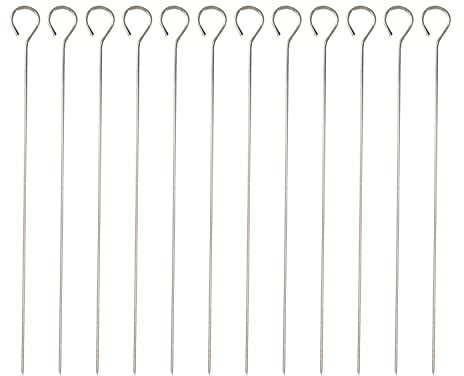 SSKHE 12pcs Stainless Steel BBQ Skewers, 30cm Length Washable Reusable Metal BBQ Forks, BBQ Skewers Suitable for Picnic BBQ Family Gather BBQ