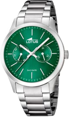 Lotus Herren Analog Uhr Edelstahl 316L Silber - Quarz - Mineralglas - 5 ATM Wasserdicht - Klassisch Multifunktion 15954/E Minimalist
