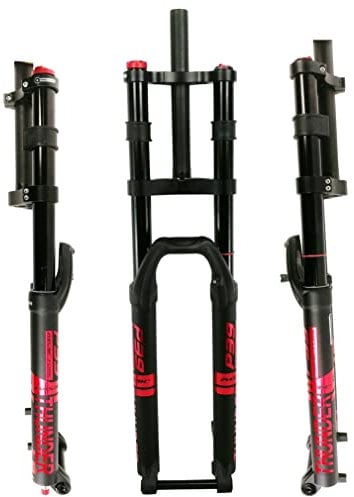 HSQMA DH MTB Fork 26 27.5 29 Inch Downhill Mountain Bike Suspension Fork Double Shoulder 28.6mm Straight Air Fork Thru Axle 15x100mm Travel 160mm Rebound Adjustable (Color : Red, Size : 27.5inch)