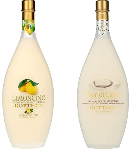 Bottega - Limoncino Crema di Liquore di Limoni di Sicilia - 50cl & Fior di Latte Crema di Liquore al Cioccolato Bianco - 50cl
