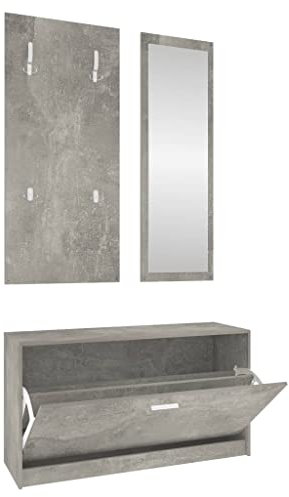 vidaXL Flurmöbel Set 3-TLG. Garderobenset Garderobe Kompaktgarderobe Dielenmöbel Flureinrichtung Flurgarderobe Wandgarderobe Betongrau Holzwerkstoff
