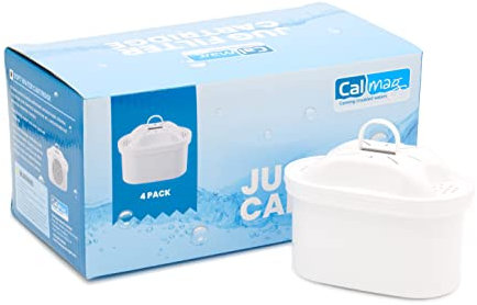 Calmag Hard Water Replacement Filter Cartridge 4 Pack 2 Litre Jug Cal-JUG Charcoal Water Purifier Reduce Chlorine Limescale Impurities Fridge Water Filter