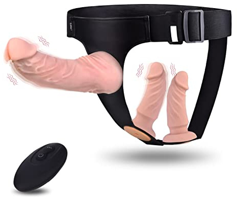 Harness Strap-On Vibration Realistic Dildos - Adjustable Strapless Strap-On Dildos with 10 Modes & 3 Dildos Silicone Anal G-spot Stimulation Sex Toys for Women Couples Lesbian | Remote Control