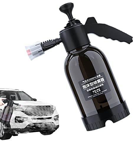 XiaoXIN Hand Pump Foam Sprayer, 2 L Hand Held Pressure Soap Snow Sprayer,Foaming Pump Blas ter Pressure Foam Cannon For Gardening Home Cleaning Car Washing With Two Nozzles