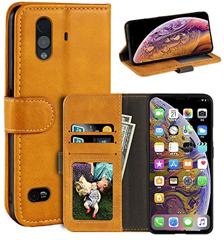 MILEGAO Schutzhülle für CAT S61, magnetische PU-Leder-Brieftaschen-Stil, Business-Handyhülle, modische Klapphülle mit Kartenfach und Ständer für CAT S61 5,2 Zoll, Hellbraun
