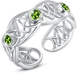 ZIPPICE Keltischer Geburtsstein Ring 925 Sterling Silber Einstellbarer Verlobungs Ring Boho Ringe für Damen Schmuck Geburtstagsgeschenke für Frauen