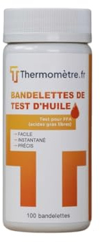 Bandelettes De Test Huile de Friture – 100 Tests | Mesure Acides Gras Libres (A.V.) | Résultat Rapide et Fiable | Pour Restaurateurs, Traiteurs, Particuliers