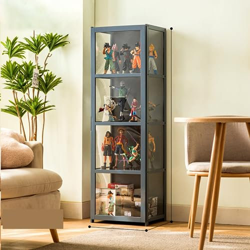 JSDMBD Acryl-Display-Riser-Regal für Pops-Figuren, klarer großer 4-Stufen-Display-Ständer Eckvitrine Glasvitrine Standvitrine Acryl Vitrine Doppeltüren mit Großer Kapazität Sammlervitrine