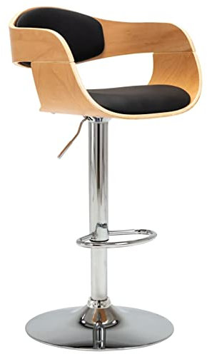 Homgoday Schwarzer Barhocker aus gefaltetem Holz und Kunstleder, Stühle für den Außenbereich, Esszimmerstühle für Garten, Gartenmöbel, Terrassenmöbel