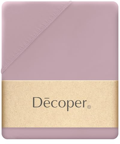 Decoper ® Mako-Feinjersey Spannbettlaken aus 100% Baumwolle | Atmungsaktiv & kuschelig weich | Oeko-Tex Zertifiziert | bis 25 cm Matratzenhöhe | 180-200 cm x 200 cm | Farbe Mauve