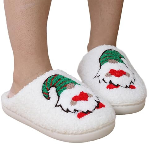 Hausschuhe Damen Winter Feste Sohle, Weihnachten Plüsch Pantoffeln Damen, Damen Slipper Elegant Flauschige, Herren Hausschuhe Plush House Slippers