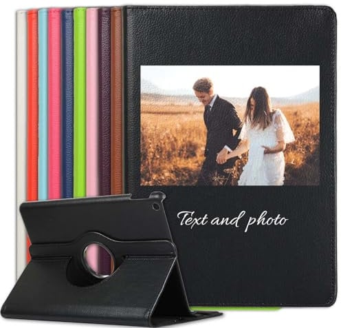 Sunrive Coque personnalisée Compatible avec iPad Pro 12,9(Modell 2015/2017, 1./2. Generation),Etui Rotatif 360,Personnalisable avec Votre Propre Image,Texte,Nom DIY Housse Protection PU Cuir