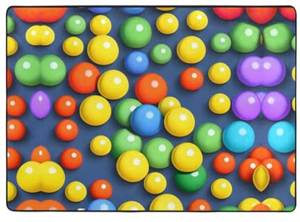 YYHHAOFA Bunte Kugeln übergroßer Teppich > 80 x 58 Zoll Teppich Weich im Griff mit feinem Nickerchen