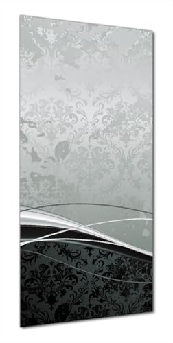 Wallario Selbstklebende Duschrückwand 70 x 180 cm mit Motiv Grau-Schwarze Schnörkelei mit Wellen - Wandverkleidung Fließenersatz mit Hochglanzlaminat in Glasoptik