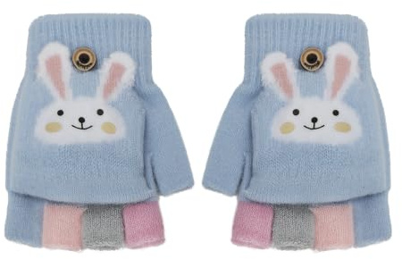 Herbst Winter Baby Warme Kinder Fingerlose Handschuhe Kleinkind Kinderhandschuhe Strickhandschuhe mit Klappe Halbfinger Handschuhe mit Flip Winterhandschuhe Thermo Handschuhe 1-5 Jahre Mädchen
