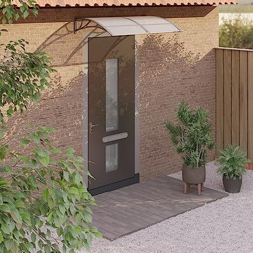 Auvent de Porte d'entrée, Marquise Porte d'Entree Protection de Porte de Toit Toit Abri Protection Auvent de Porte Gris 150x80 cm Polycarbonate