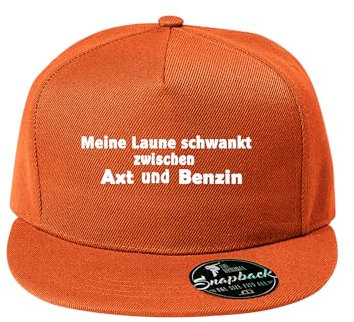 DELUNO Meine Laune schwankt zwischen axt und Benzin Cap Reine Farbe Baseboard Baseballkappe Kappe Mütze Neon Orange (Cap-542-Orange)