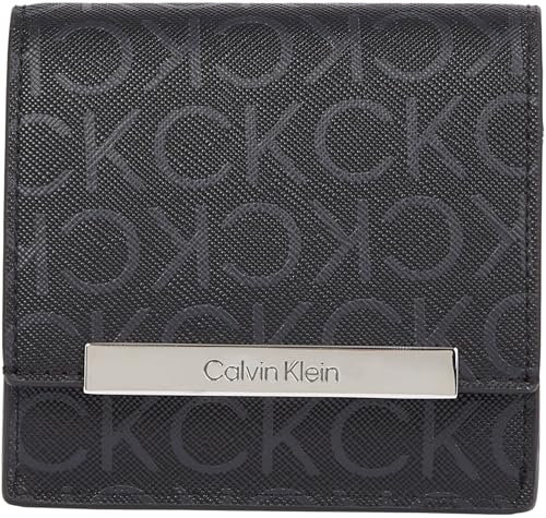 Calvin Klein CK LINEAR SM TRIFOLD_MONO Dreifach Faltbrieftasche Damen, Schwarz (Black Monogram Pu), OS