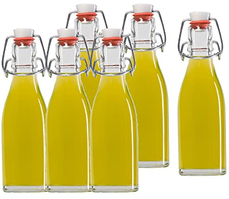 Vitrea 6 x Bügelflaschen Glasflaschen | Füllemge 250ml | mit Bügelverschluss zum Selbstbefüllen Bügelflasche Smoothie Glasflasche
