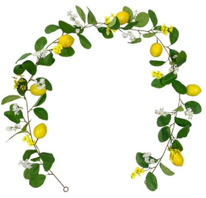 Hintyne Künstliche Zitronen Beeren Girlande künstliche Zitronen Beeren Girlande 1,75 m zum Aufhängen künstliche Zitronenreben Pflanzengirlande Grünpflanzen Dekoration für Heimdekoration