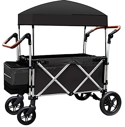 CRBUDY Handwagen, zusammenklappbarer G-Arden Trolley-Karren, tragbarer Hochleistungswagen mit Überdachung, multifunktionaler Einkaufswagen für Outdoor-Camping am Strand, Handziehwagen mit