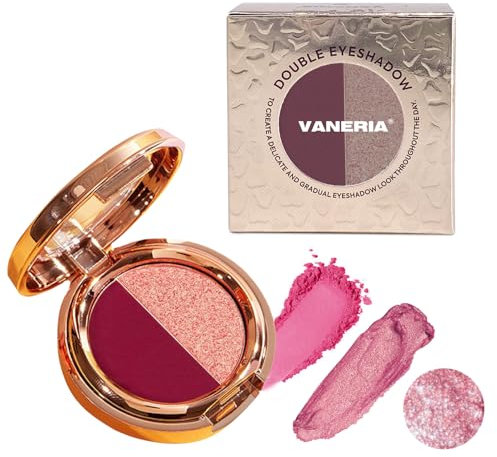 VANERIA Maquillage Palette de Fards à Paupières, Eyeshadow Mate/Brillante, 2 Couleurs Longue Durée, Ultra Pigmenté Ombre A Paupière. (plum color)
