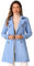 Allegra K Women's Notched Lapel Double Breasted Faux Suede Trench Coat Jacket with Belt Sky Blue L