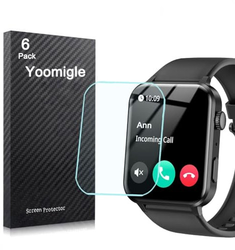 Yoomigle 6 Pack Compatible with Blackview R30 Pro 1.85'' Smartwatch Screen Protector Film Compatible for IOWODO R30Pro 1.85 Inch Smart Watch Screen Protectors Foils Cover Crystal Clear HD Anti-Scratch