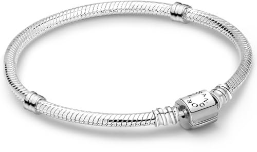 APUUESN Barrel Clasp Charms Anhänger Armband 21CM Damen,ME Charm Moments Armbänder Sterling Silber S925,Schlangenkette Fake Bracelet,Armreif Schmuck,Geschenk für Frauen Geburtstag