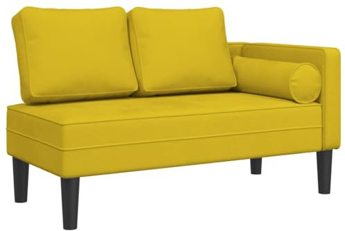vidaXL Chaiselongue, Indoor Lounge Sofa mit Kissen, Gepolsterte Recamiere für Wohnzimmer Schlafzimmer Büro, Relaxliege Couch, Gelb Samt