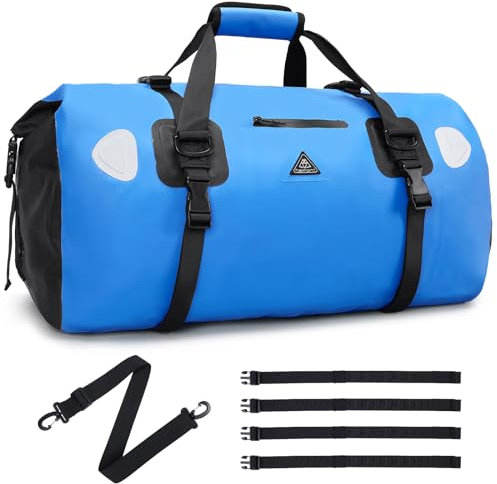 Wasserdichter Rucksack Dry Bag | wasserdichte Reisetasche Rucksack | Roll Top Seesack Wasserdicht für Camping, Motorrad Wasserfeste Tasche, wasserdichte Bootfahren, Kajakfahren, SUP, Blue, 50L