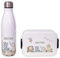 hellomini Mepal Lunch Set | Personalisiert | Mepal Brotdose Kinder & Trinkflasche 500ml | Personalisierte Brotdose & Trinkflasche Edelstahl | Geschenk zur Einschulung (Safari, Box grün)
