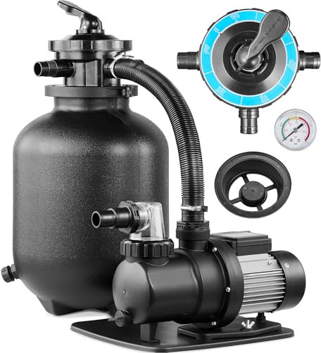 Sand Filter Pump for Above Ground Pool with Timer, 14in, Max 3000GPH for Pools Up to 12000GAL, 6-Way Valve (12 inch)
