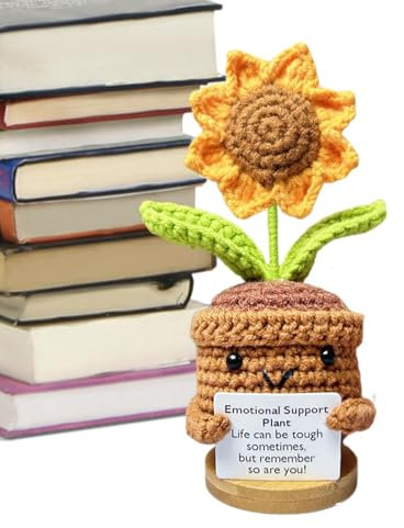 Inspiration Crochet Doll - Funny Crochet Flower | Knitted Flowers, Small Potted Desk Decoration | Handmade Inspiration Plant | Cute Handmade Crochet Flower For Emotional Comfort