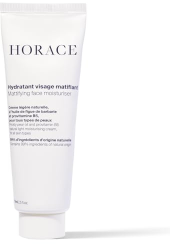 HORACE Mattifying Face Moisturizer for Men, Unscented, 75 ml | 96.6% Natural Ingredients – No Silicones or Mineral Oils – Moisturising Cream for All Skin Types