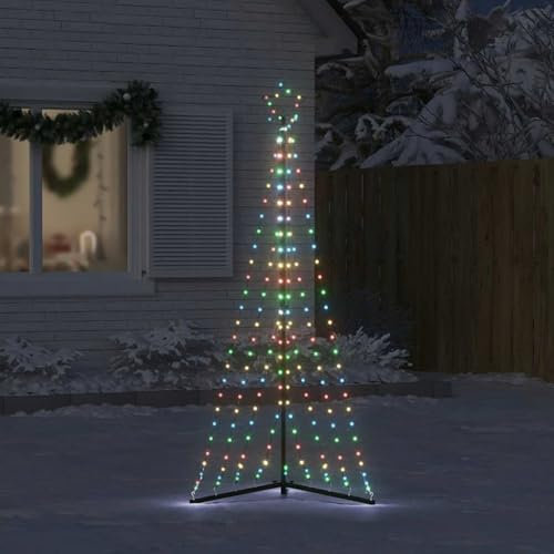 IKAYAA LED Weihnachtsbaum Aussen Kegelform Weihnachtsbaum Metall Groß Mehrfarbig 339 LEDs Tannenbaum Lichterbaum Weihnachtsdeko Aussen Weihnachtsbaum Tanne 187 cm