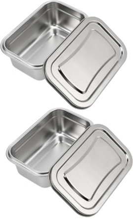 Didiseaon 2pcs Stainless Steel Ice Cream Freezer Containers Lids Insulated Tub for Homemade Ice Cream Storage for Picnics and Travel Use Freshness Preservation