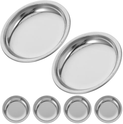 JECOMPRIS 6pièces Soucoupes Acier Inoxydable pour Sachets De Thé Plateaux Ronds Réutilisables Accessoires De Thé pour Tasses Et Passoire